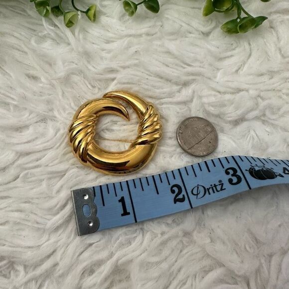 Napier Vintage Gold Tone Modernist Swirl Statement Brooch‎ Spiral Twist - Picture 5 of 5